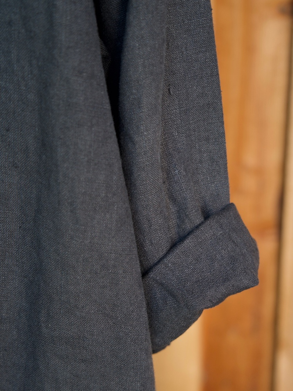 Vintage 100% Linen Black Long Pea Coat Casual Minimalist Made In USA Woman's M - Picture 7 of 17
